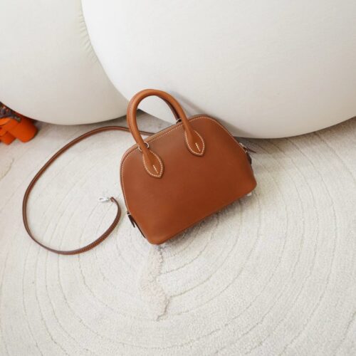 UK London Hermes Mini Bolide 18CM CK37 Gold Barenia Leather Silver Hardware