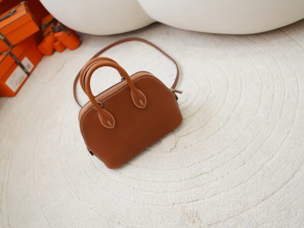 mmexport1726298951171 UK London Hermes Mini Bolide 18CM CK37 Gold Barenia Leather Silver Hardware