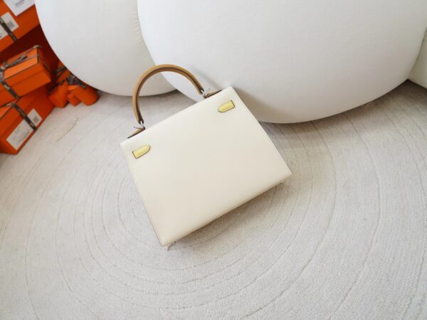 mmexport1726299060255 Hermes Kelly Sellier 25CM Epsom Leather I2 Nata /1Z Jaune Poussin / 2S Sesame