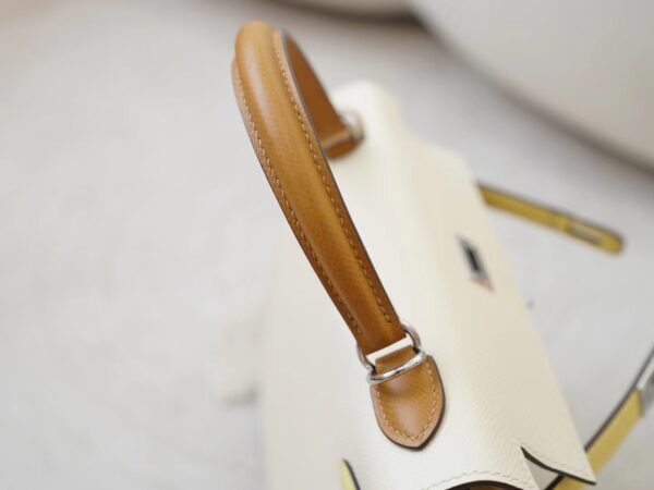 mmexport1726299067378 Hermes Kelly Sellier 25CM Epsom Leather I2 Nata /1Z Jaune Poussin / 2S Sesame