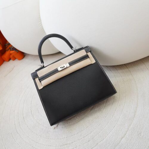 Hermes Bag Price 89 Noir / 9W Crocus Chevre Leather Kelly Sellier 25CM Silver Hardware