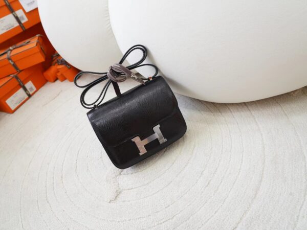 mmexport1726299159351-1 UAE Dubai Hermes Lizard Leather Constance 19CM CK89 Noir Silver Hardware
