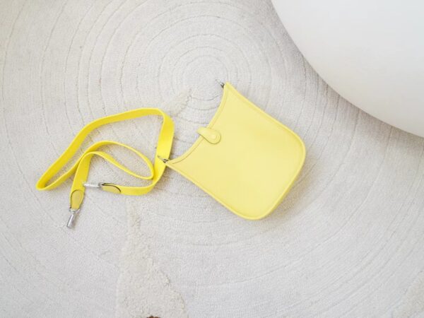 mmexport1726644623144 New Arrival Hermes Mini Evelyne 16CM Clemence Leather 0Y Lemoncello Silver Hardware