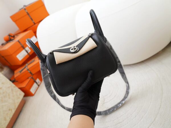 mmexport1726644655857 Canada Ottawa Hermes Clemence Leather Mini Lindy 19CM 89 Noir Silver Hardware