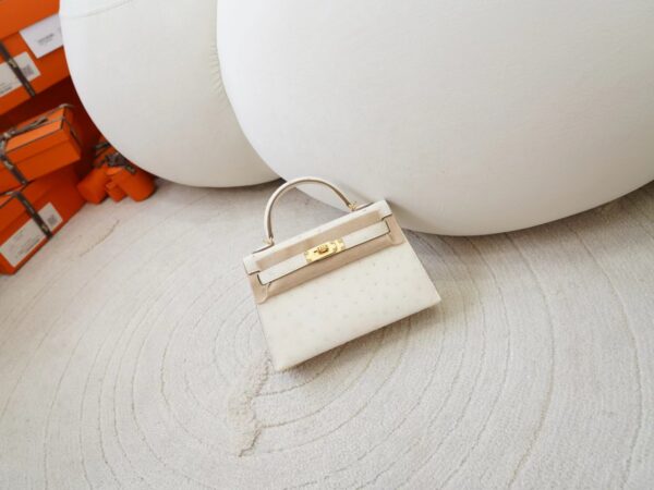 mmexport1726644737702-1 Hermes Bag Images KK Ostrich Mini Kelly 19CM 8L Beton Gold Hardware