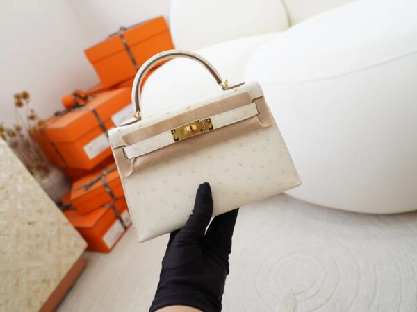 mmexport1726644741478 Hermes Bag Images KK Ostrich Mini Kelly 19CM 8L Beton Gold Hardware
