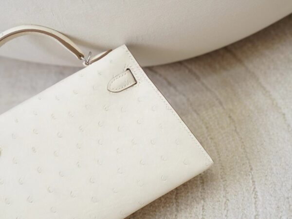 mmexport1726644778458 Russia Moscow Hermes 8L Beton KK Ostrich Leather Mini Kelly 19CM Silver Hardware