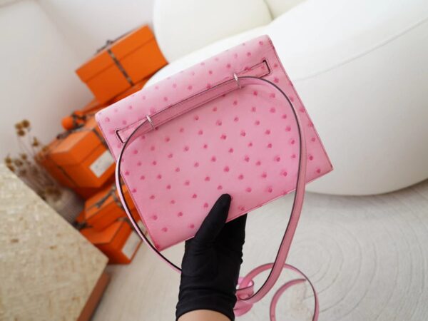 mmexport1726644846249 Hermes Bag Images Kelly Danse 22CM KK Ostrich Leather L4 Rose Bubble Silver Hardware