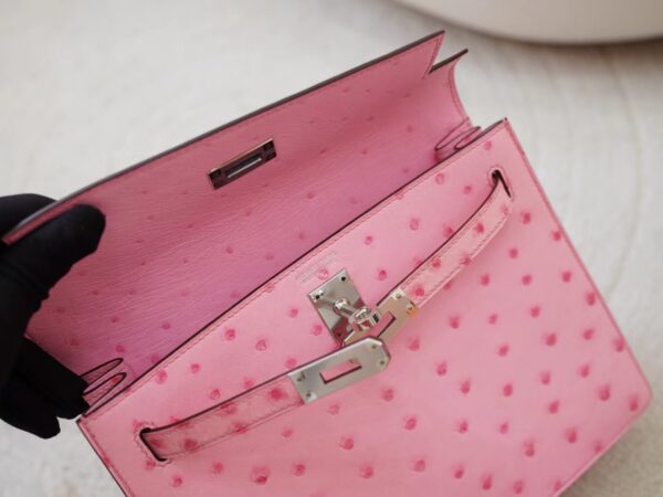 mmexport1726645036167 Hermes Bag Images Kelly Danse 22CM KK Ostrich Leather L4 Rose Bubble Silver Hardware