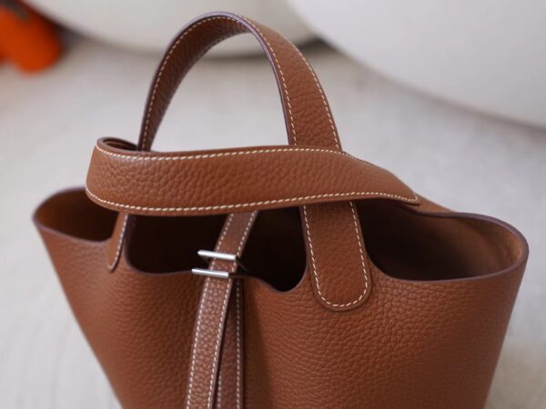 mmexport1726735197756 Hermes Bag Images Clemence Leather CK37 Gold Picotin 18CM Silver Hardware