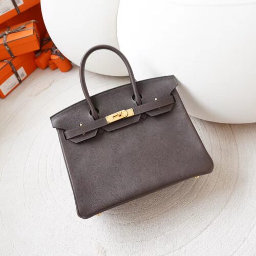 Hermes Birkin 30 Bag Images Faubourg Barenia CC46 Ebene Gold Hardware