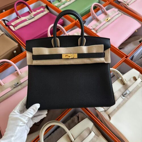 Hong Kong Hermes Birkin 25CM Togo Leather CC89 Noir Gold Hardware