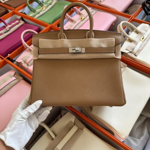 Hermes Birkin 25 Bag Images 0M Chai Togo Leather Silver Hardware