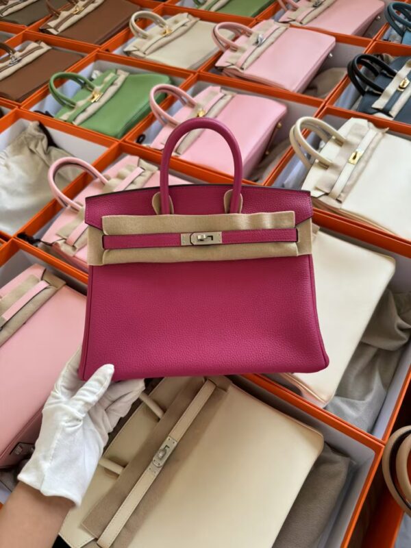 mmexport1729502612947-1 Taiwan Hermes L3 Rose Purple Togo Leather Birkin 25CM Silver Hardware