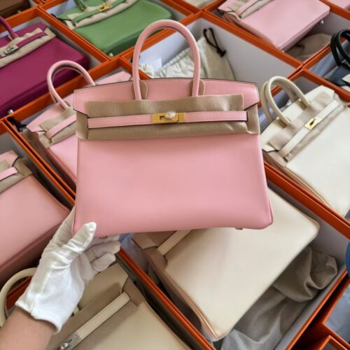 Russia Moscow Hermes Swift Leather Birkin 25CM 3Q Rose Sakura Gold Hardware