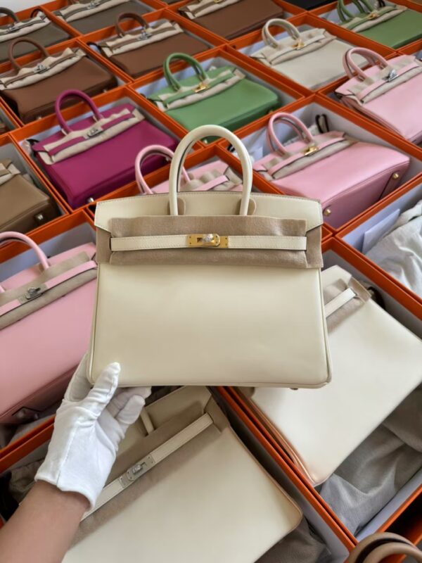 mmexport1729502639211-1 USA New York Hermes Birkin 25CM Bag Swift Leather CC10 Craie Gold Hardware