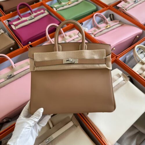 UK London Hermes Birkin 25CM Swift Leather 0M Chai Silver Hardware