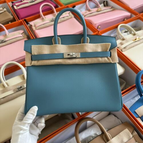 Hermes Birkin 25 Bag Price Blue Jean Epsom Leather Silver Hardware