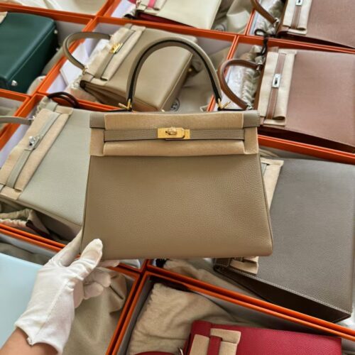 Hermes Bag Price Togo Leather CC81 Gris Tourterelle Kelly 25CM Gold Hardware