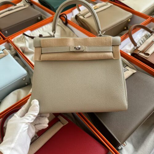 Hermes Kelly 25 Bag Price Togo Leather CK80 Gris Pearl Silver Hardware