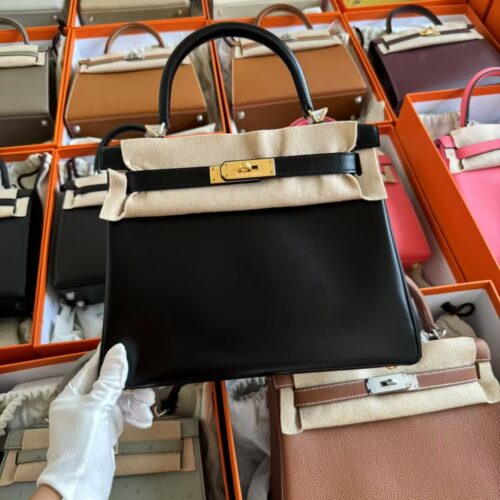 Hermes CC89 Noir Box Leather Kelly 28CM Gold Hardware