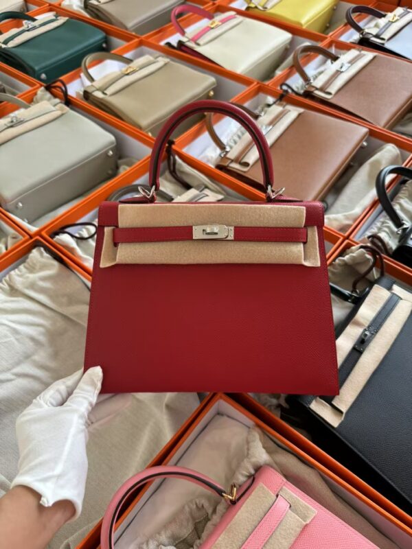 mmexport1729587436065-1 Hermes Kelly Sellier 25CM Epsom Leather Q5 Rouge Casaque Silver Hardware
