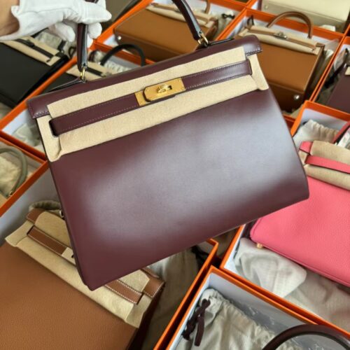 Hermes Bag Price Box Leather Kelly 32CM CC55 Rouge H Gold Hardware