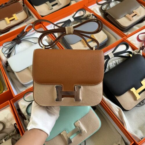 Hermes Constance 19 Bag Images CK37 Gold Epsom Leather Silver Hardware