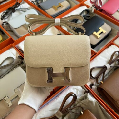 Sale Hermes Constance 19CM Evercolor Leather CK80 Gris Pearl Silver Hardware