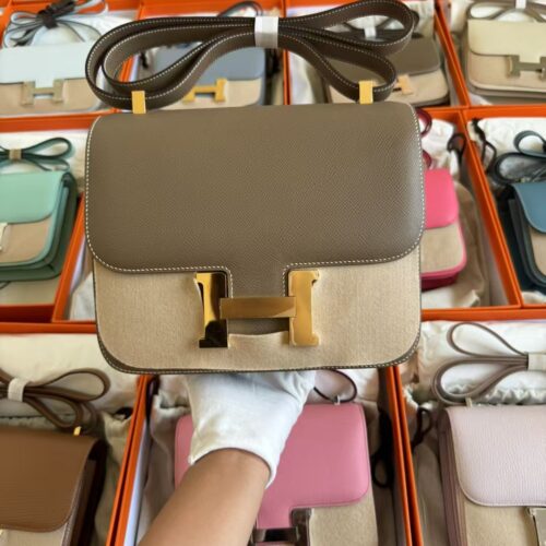 Hermes Boutique CC18 Etoupe Epsom Leather Constance 24CM Gold Hardware