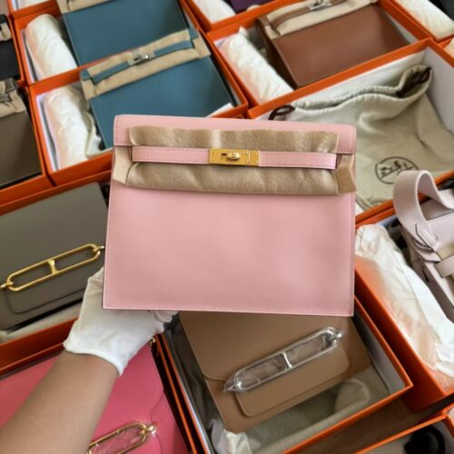 Hermes Kelly Danse 22CM Swift Leather 3Q Rose Sakura Gold Hardware