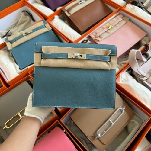 Hermes Kelly Danse 22CM Evercolor Leather Blue Jean Silver Hardware