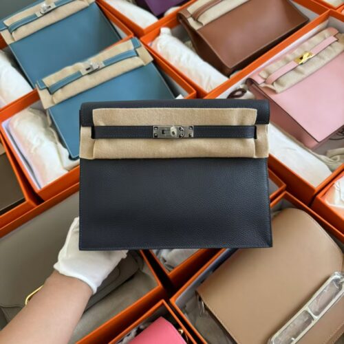 Taiwan Hermes Kelly Danse 22CM Evercolor Leather 2Z Blue Nuit Silver Hardware