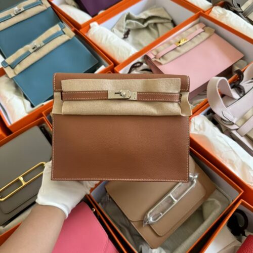 Hermes CK37 Gold Evercolor Leather Kelly Danse 22CM Silver Hardware