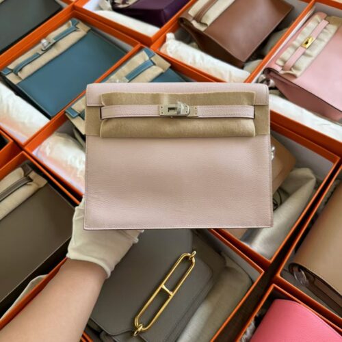 Hermes 09 Mauve Pale Evercolor Leather Kelly Danse 22CM Silver Hardware