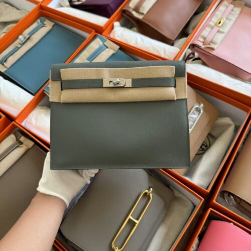 Hermes Kelly Danse 22 Price Evercolor Leather CK63 Vert Amande Silver Hardware