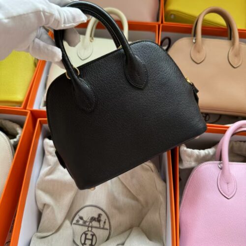 Hermes Bolide Mini 18CM Chevre Leather 89 Noir Gold Hardware