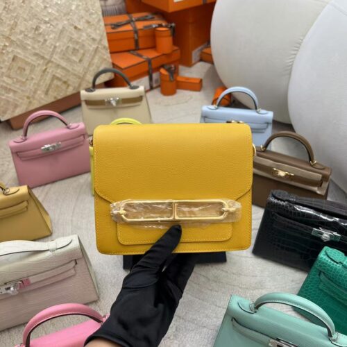 Canada Ottawa Hermes Roulis Mini 18cm Evercolor Leather 9D Amber Gold Hardware