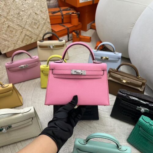 Hermes Mini Kelly 19 Bag Images 5P Pink Epsom Leather Silver Hardware