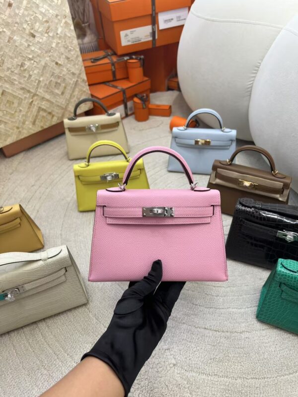 mmexport1730272096113-1 USA New York Hermes Mini Kelly 19CM Epsom Leather X9 Mauve Pale Silver Hardware