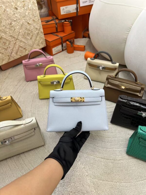mmexport1730272100933-1 Hermes T0 Blue Brume Epsom Leather Mini Kelly 19 Bag Silver Hardware
