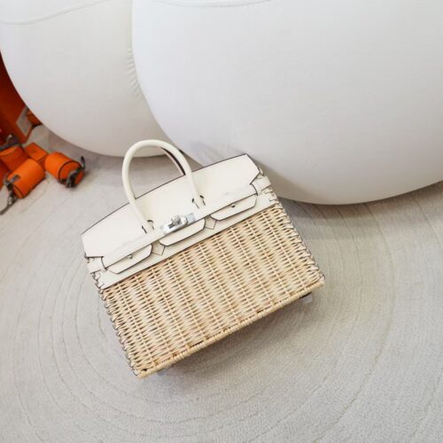 Hermes Bag Price Birkin Picnic 25CM Swift Leather I2 Nata & Bamboo Silver Hardware