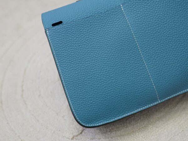 mmexport1730711232219 Australia Sydney Hermes Halzan 25CM Clemence Leather D2 New Blue Jean Gold Hardware
