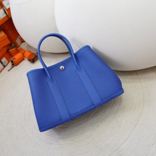 UAE Dubai Hermes Garden Party 30CM Negonda Leather 71 Bleu France Silver Hardware