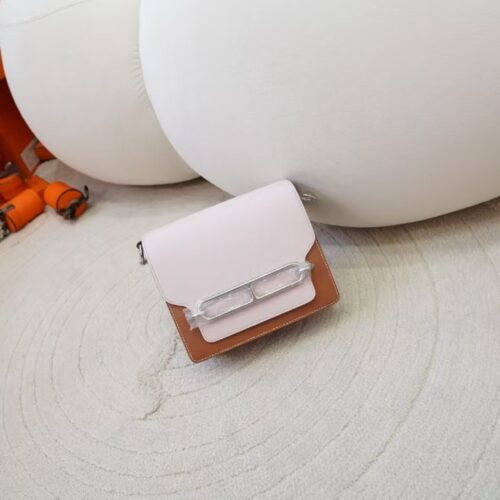 Hermes Roulis Mini 18CM Evercolor Leather 09 Mauve Pale & 37 Gold Silver Hardware