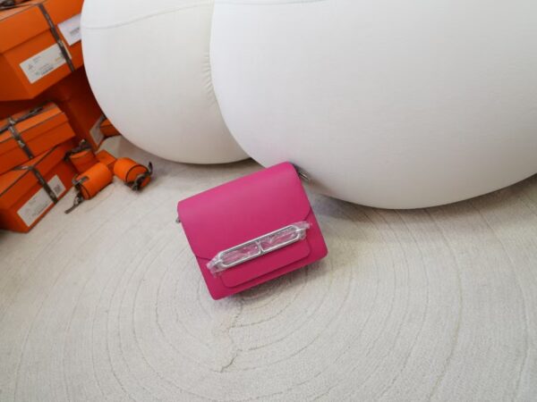 mmexport1730880222246-1 Hermes Evercolor Leather 0D Rose Mexico Roulis Mini 18CM Silver Hardware