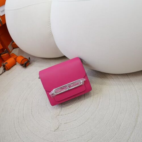 Hermes Evercolor Leather 0D Rose Mexico Roulis Mini 18CM Silver Hardware