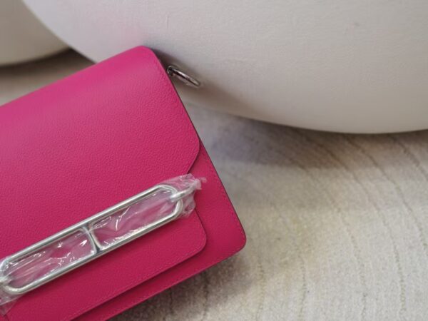 mmexport1730880226115 Hermes Evercolor Leather 0D Rose Mexico Roulis Mini 18CM Silver Hardware