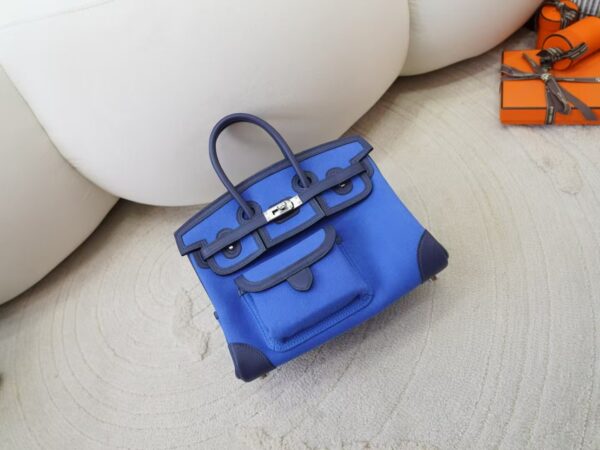 mmexport1730880454340 Hermes Birkin Cargo 25CM Canvas Blue France / Leather Blue Navy Silver Hardware