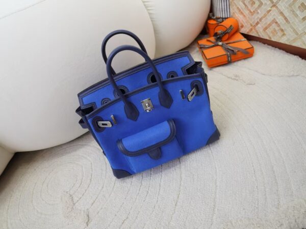 mmexport1730880463476 Hermes Birkin Cargo 25CM Canvas Blue France / Leather Blue Navy Silver Hardware